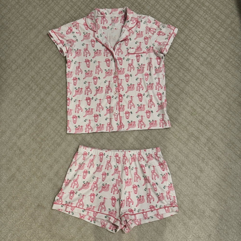 Roller Rabbit Pink Sloth Shorts Set